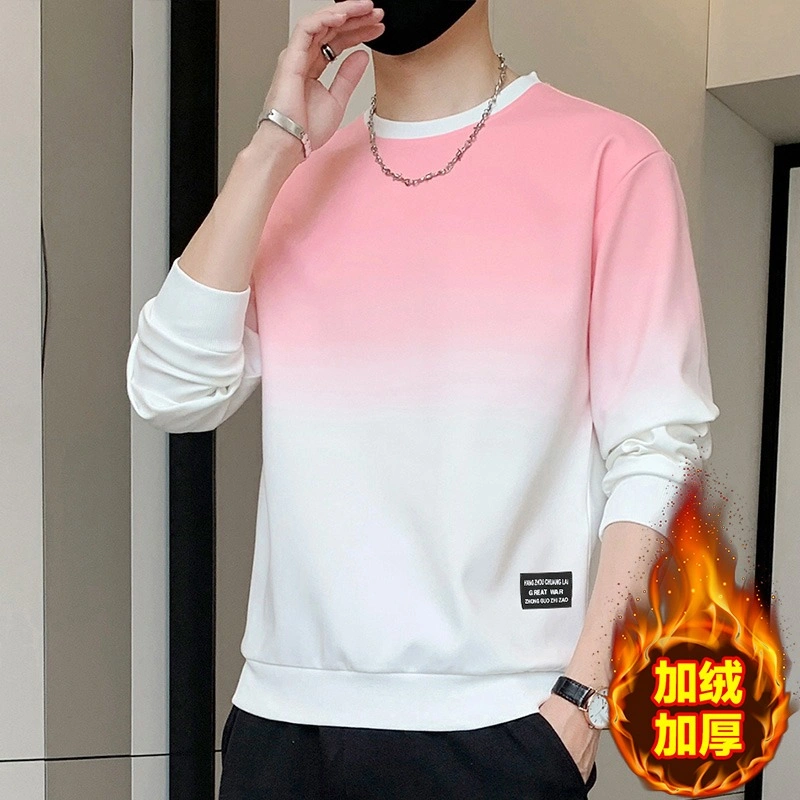 Men's Gradient Fleece Hoodie Winter Thickened Big Size Pullover