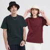 Heavyweight Jersey T-Shirt Men Women Solid Color Crew Neck