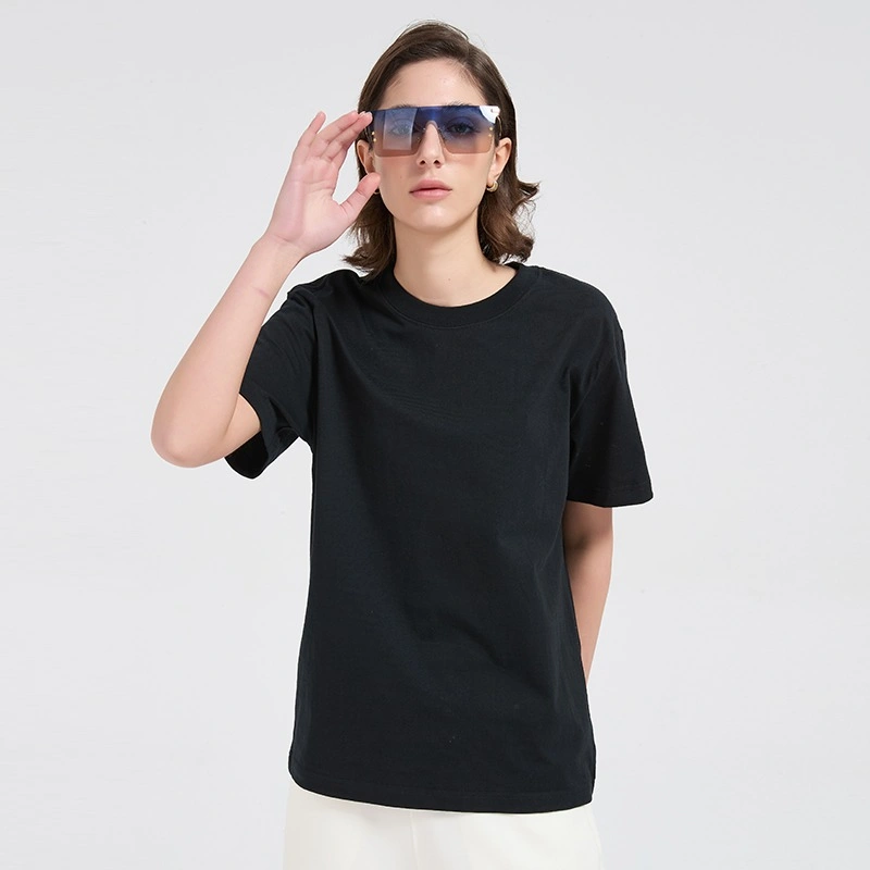 Heavyweight Jersey T-Shirt Men Women Solid Color Crew Neck