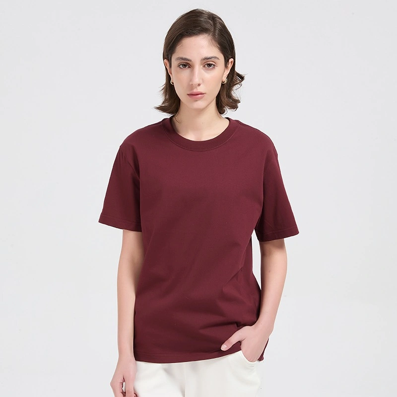 Heavyweight Jersey T-Shirt Men Women Solid Color Crew Neck