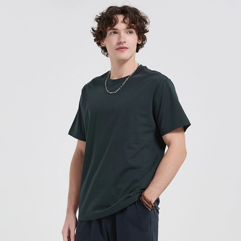 Heavyweight Jersey T-Shirt Men Women Solid Color Crew Neck