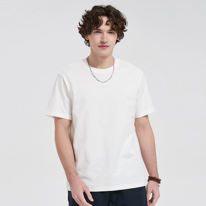 Heavyweight Jersey T-Shirt Men Women Solid Color Crew Neck