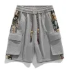 Men's Trendy Embroidered Cargo Shorts Summer Loose Fit 5-Inch Shorts