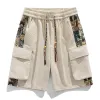 Men's Trendy Embroidered Cargo Shorts Summer Loose Fit 5-Inch Shorts
