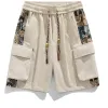 Men's Trendy Embroidered Cargo Shorts Summer Loose Fit 5-Inch Shorts