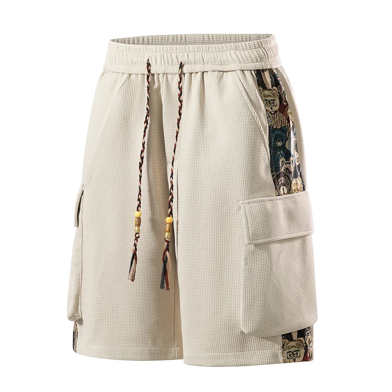 Men's Trendy Embroidered Cargo Shorts Summer Loose Fit 5-Inch Shorts