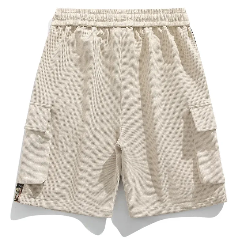 Men's Trendy Embroidered Cargo Shorts Summer Loose Fit 5-Inch Shorts