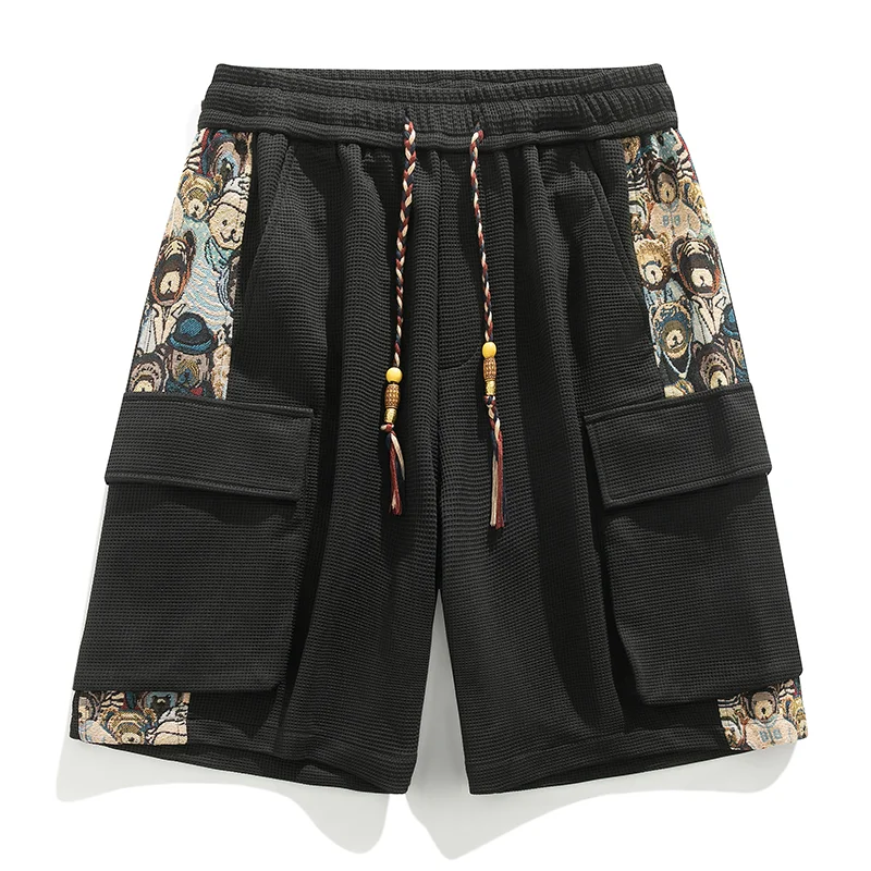 Men's Trendy Embroidered Cargo Shorts Summer Loose Fit 5-Inch Shorts