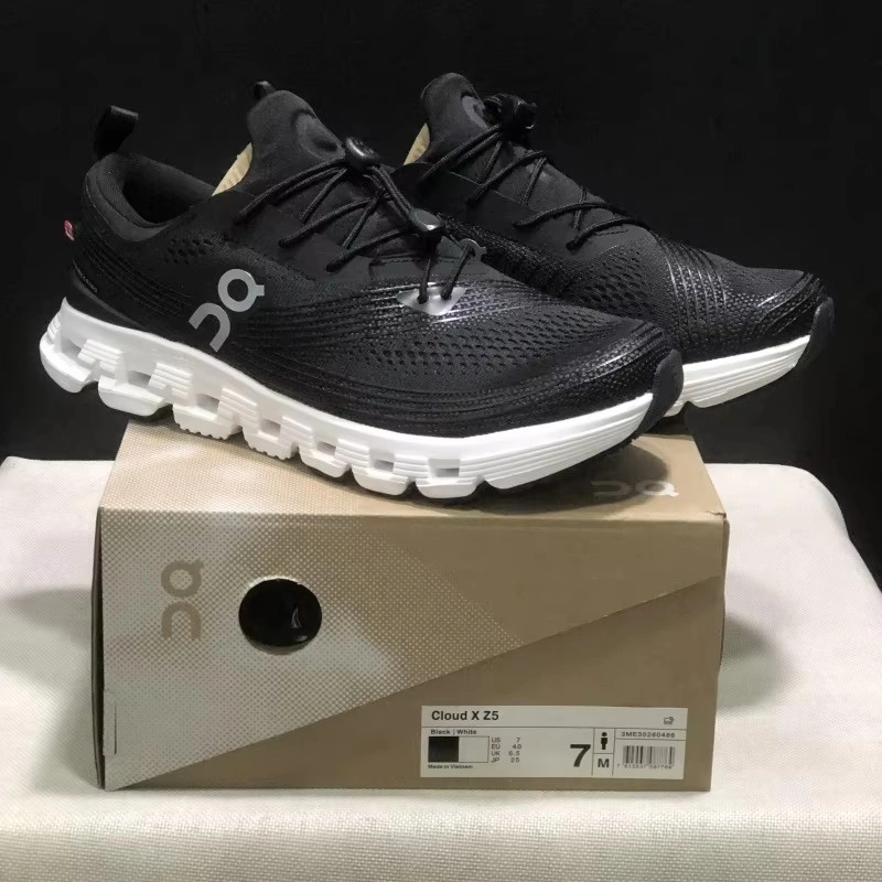 On Running Cloud Shoes Thick Sole Widered Serrated Outsole Lace up Closure Mesh Walking Sneaker