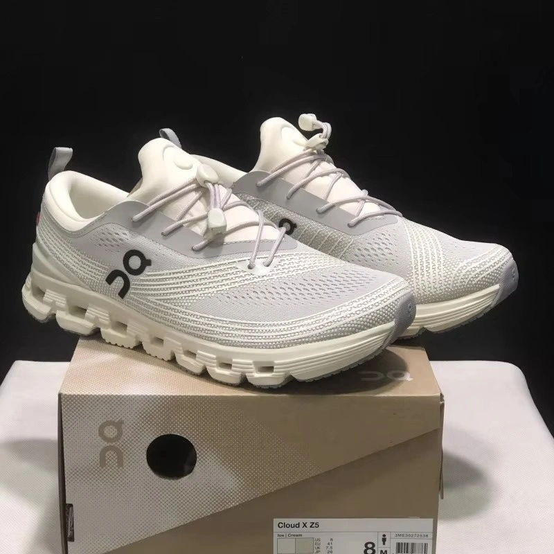 On Running Cloud Shoes Thick Sole Widered Serrated Outsole Lace up Closure Mesh Walking Sneaker