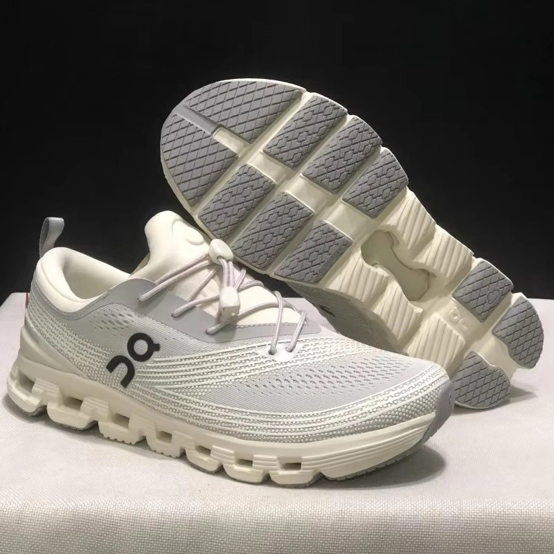 On Running Cloud Shoes Thick Sole Widered Serrated Outsole Lace up Closure Mesh Walking Sneaker