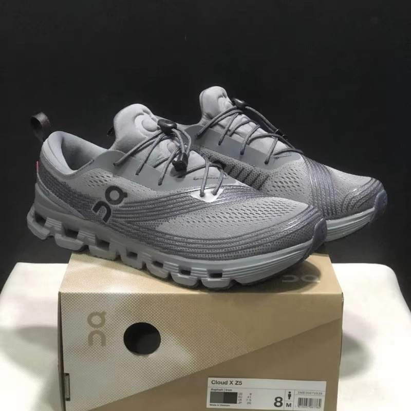 On Running Cloud Shoes Thick Sole Widered Serrated Outsole Lace up Closure Mesh Walking Sneaker