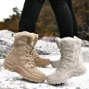 Hot Sale New Men's Lace up Fleece High Ankle Boots Indoor Outdoor Warm Waterproof Winter Snow Boots  Couple