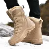 Hot Sale New Men's Lace up Fleece High Ankle Boots Indoor Outdoor Warm Waterproof Winter Snow Boots  Couple