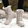Hot Sale New Men's Lace up Fleece High Ankle Boots Indoor Outdoor Warm Waterproof Winter Snow Boots  Couple