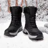 High Quality Waterproof Leather Upper Flat Snow Boots Coarse Texture Non-slip MD Bottom Boots for Women Black White Fashion