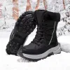High Quality Waterproof Leather Upper Flat Snow Boots Coarse Texture Non-slip MD Bottom Boots for Women Black White Fashion