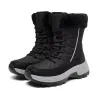 High Quality Waterproof Leather Upper Flat Snow Boots Coarse Texture Non-slip MD Bottom Boots for Women Black White Fashion