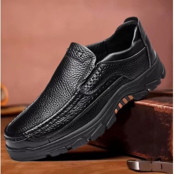 Genuine Leather Men's Casual Loafers Hiking Shoes Slip-On Outdoor Leather Shoes