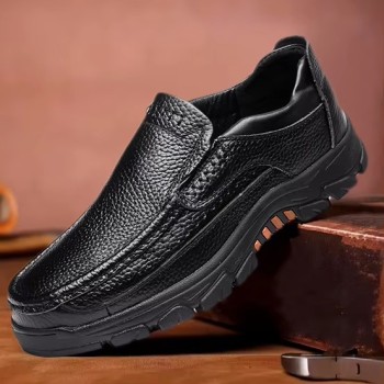 Genuine Leather Men's Casual Loafers Hiking Shoes Slip-On Outdoor Leather Shoes
