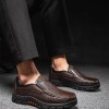 Genuine Leather Men's Casual Loafers Hiking Shoes Slip-On Outdoor Leather Shoes