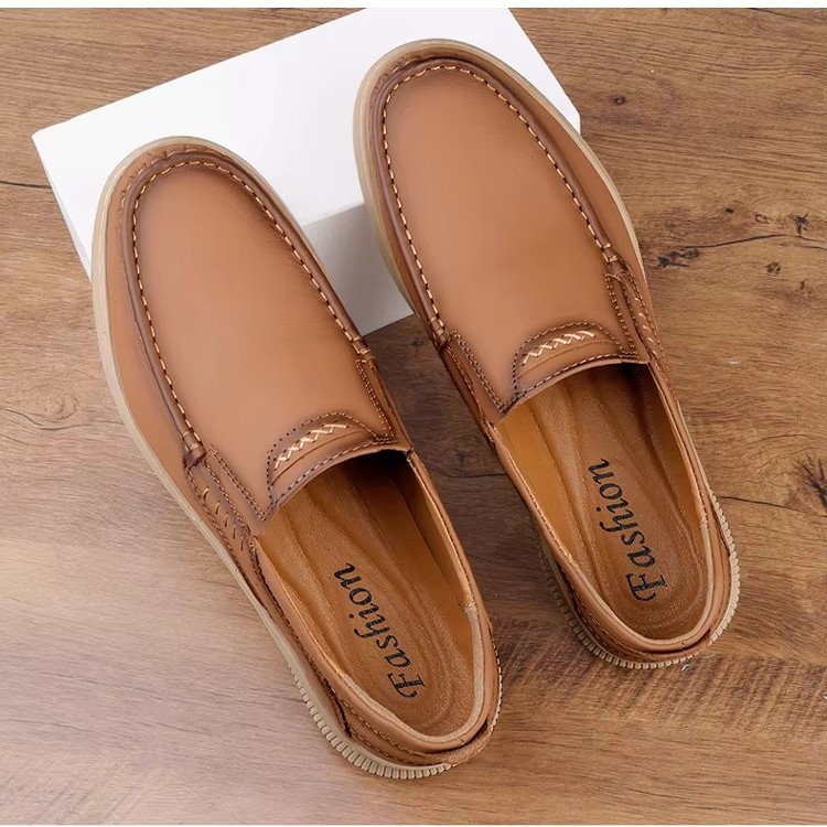 Men's Outdoor Casual Leather Shoes Walking Loafers Convenient Men's Sports Casual Shoes