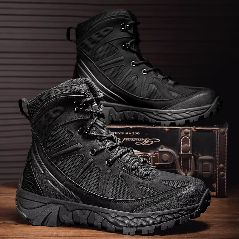 Wholesale New Wave Breathable Waterproof Hiking Shoes Camping Tactical Boots Mens