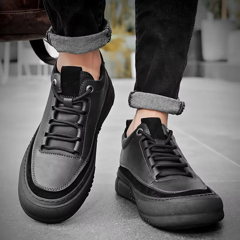 Men's Fashion Sneakers Breathable Leather Handmade Loafers Casual Shoes