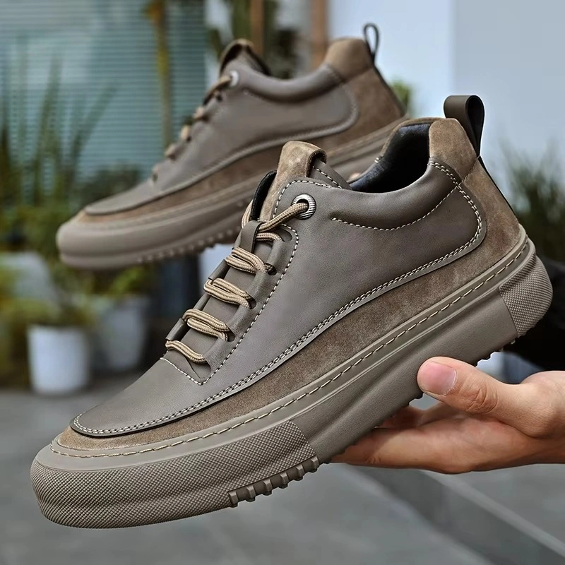 Men's Fashion Sneakers Breathable Leather Handmade Loafers Casual Shoes