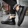 Men's Fashion Sneakers Breathable Leather Handmade Loafers Casual Shoes