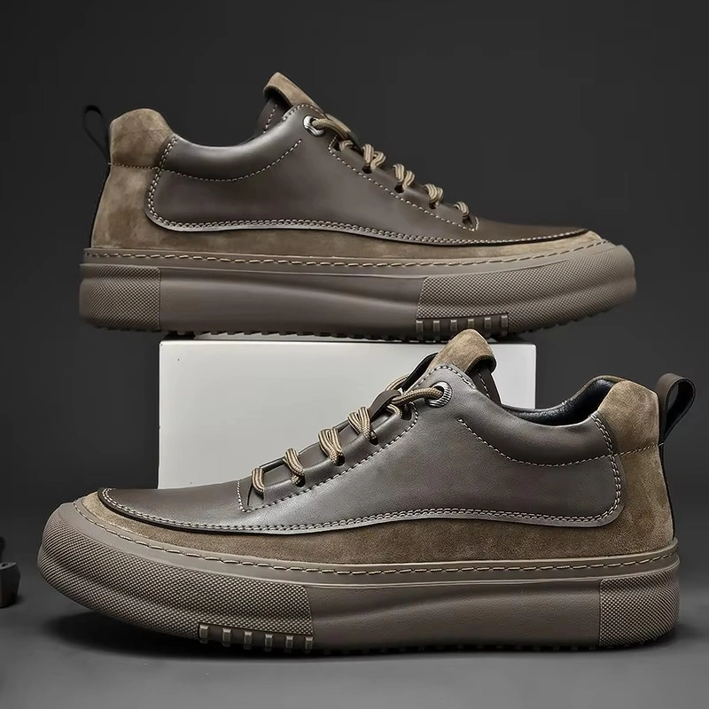 Men's Fashion Sneakers Breathable Leather Handmade Loafers Casual Shoes