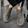Men's Fashion Sneakers Breathable Leather Handmade Loafers Casual Shoes