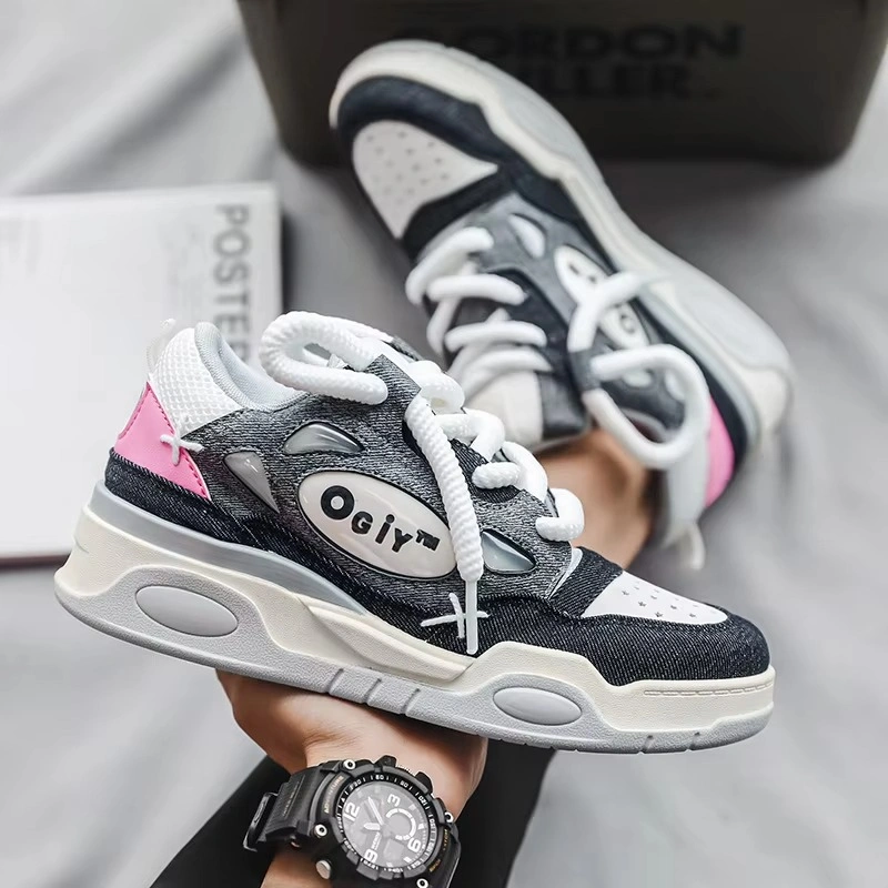 Men's Low Top Thick Sole Casual Shoes Height Increasing Board Shoes