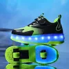 LED Glowing Sneakers Kids Roller Skate Shoes with USB Charging