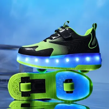 LED Glowing Sneakers Kids Roller Skate Shoes with USB Charging
