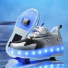 LED Glowing Sneakers Kids Roller Skate Shoes with USB Charging