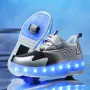 LED Glowing Sneakers Kids Roller Skate Shoes with USB Charging