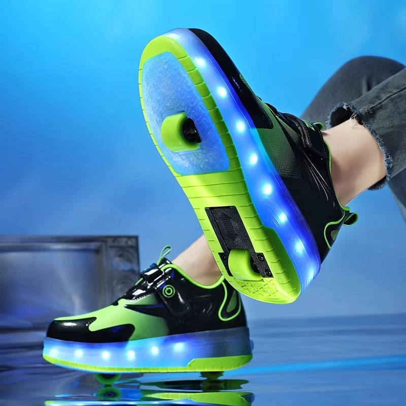 LED Glowing Sneakers Kids Roller Skate Shoes with USB Charging