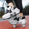 Adjustable 4 Wheel Kids Roller Skate Shoes Retractable Kick Wheels