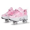 Adjustable 4 Wheel Kids Roller Skate Shoes Retractable Kick Wheels