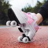 Adjustable 4 Wheel Kids Roller Skate Shoes Retractable Kick Wheels