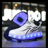 LED Roller Sneakers with Retractable Wheels USB Charge Kids Shoes