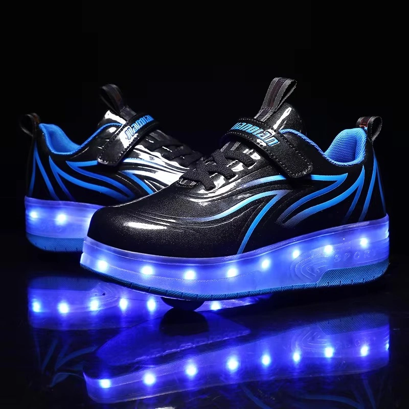 LED Roller Sneakers with Retractable Wheels USB Charge Kids Shoes