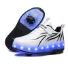 LED Roller Sneakers with Retractable Wheels USB Charge Kids Shoes