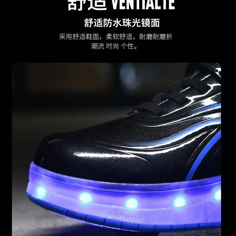 LED Roller Sneakers with Retractable Wheels USB Charge Kids Shoes