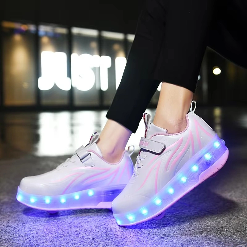 LED Roller Sneakers with Retractable Wheels USB Charge Kids Shoes