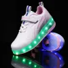 LED Roller Sneakers with Retractable Wheels USB Charge Kids Shoes