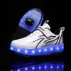 LED Roller Sneakers with Retractable Wheels USB Charge Kids Shoes
