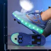 Kids Pink LED Roller Skates 4 Wheels Lightweight PU Insole Sport Shoes