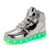 Unisex Gold Glitter Luminous LED USB Skateboard Shoes Party Sneakers